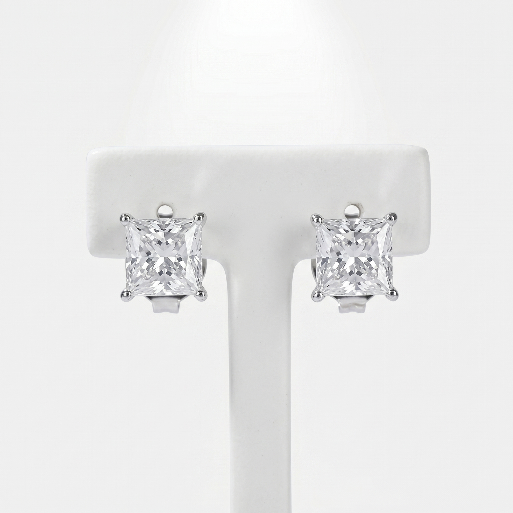 4 Prong Square Earrings