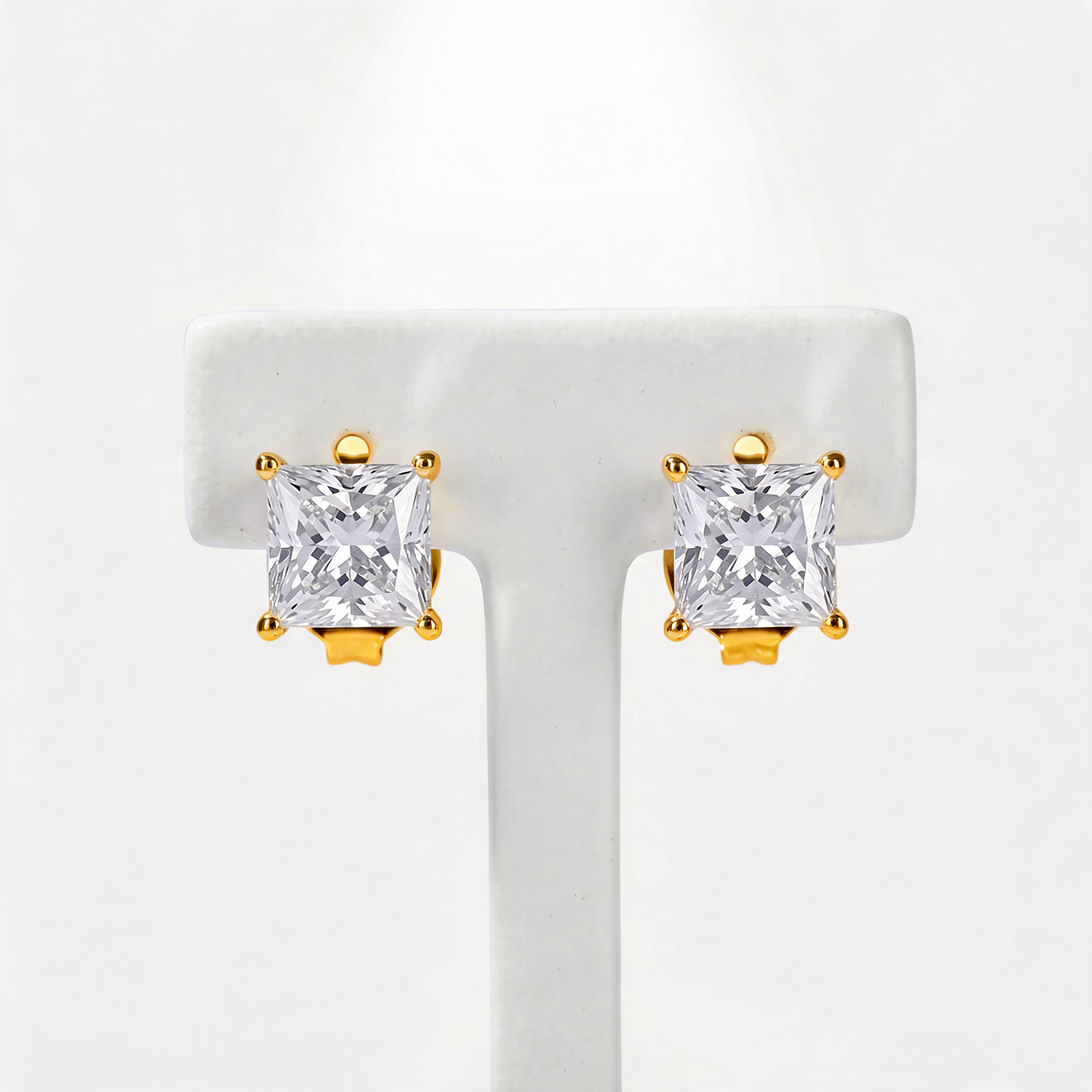 4 Prong Square Earrings